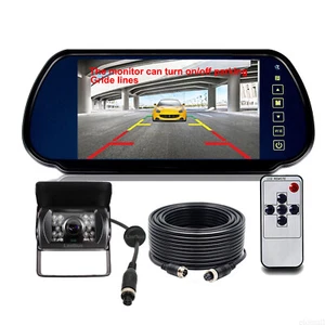 7" Car Rear View Mirror Monitor 12v 24v 4PIN CCD Reversing Camera Kit For Truck - Picture 1 of 15