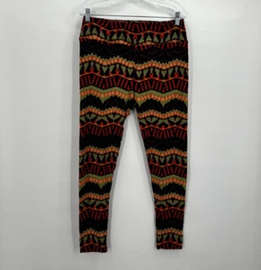 Tall & Curvy Leggings Womens Black Olive Red Aztec Print Stretch Pants Yoga - Picture 1 of 12