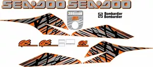 SEADOO GS 1997 Graphics / Decal / Sticker Kit BLACK -ORANGE- GREY - Bild 1 von 1