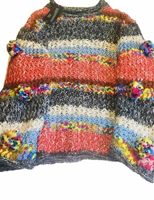 Suéter de punto multicolor grueso de gran tamaño tejido talla M de ZARA NUEVO CON ETIQUETAS para mujer Foto 1 de 4