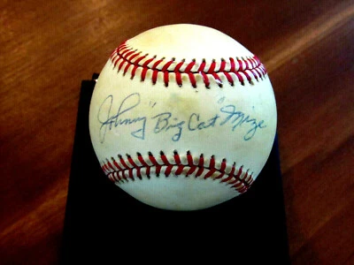 JOHNNY MIZE BIG CAT CARDINALS YANKEES HOF SIGNED AUTO FEENEY ONL BASEBALL JSA - Image 1 of 3