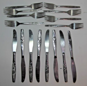 Tenedores para ensaladas y cuchillos de mantequilla de acero inoxidable - Accord S.S. Corea, diseño floral - Imagen 1 de 14