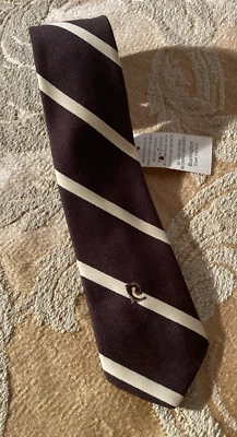 Vintage 70s Necktie 1970s Pierre Cardin Brown Stripe Retro Classic Short Tie - Image 1 of 4