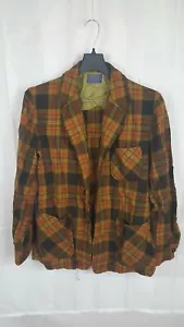 Vintage 50s Pendleton Mens Flannel Orange Plaid Workwear Size Medium Virgin Wool - Bild 1 von 5