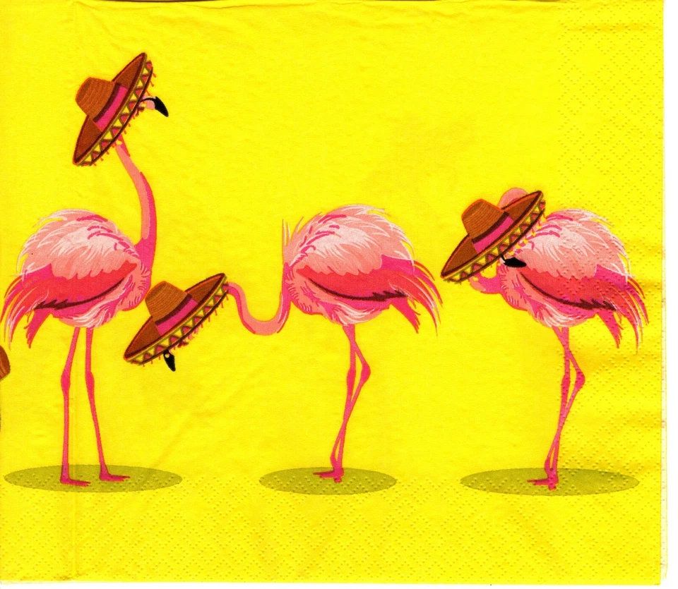 SERVIETTES EN PAPIER FLAMAND ROSE MEXICAIN GEANTES.PAPER NAPKIN MEXICAN FLAMINGO