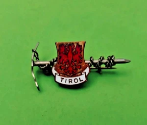 Vintage TIROL Austrian Mountaineering Pin Badge. Enamel Silver Tone - Picture 1 of 2
