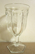 Fostoria Coin Glass Clear Water Goblet ~ Eagle & Torch ~ Heavy