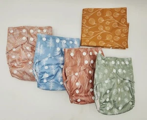 Happy Flute Neutral Outdoors Pattern Snap Button Cloth Diaper Inserts 4 pack A - Picture 1 of 6
