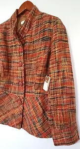 Nwt Tweed Boucle Jacket sz 18 Peplum Waist Blazer Midcentury Boardroom Chic - Picture 1 of 12