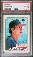 1989 Topps Dale Murphy Baseball Card #210 PSA 8 NM-MT