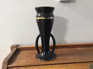 Vintage Black Amethyst glass chalice type vase - Picture 1 of 2