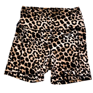 Leopard Print Biker Athletic Shorts Womens S 4" Inseam Pockets Buttery Soft - Bild 1 von 5