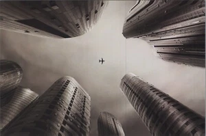 Looking Up at Plane Base of Buildings ~ B/W New Image 4"x6" Card ~ 10393.2 - Picture 1 of 7