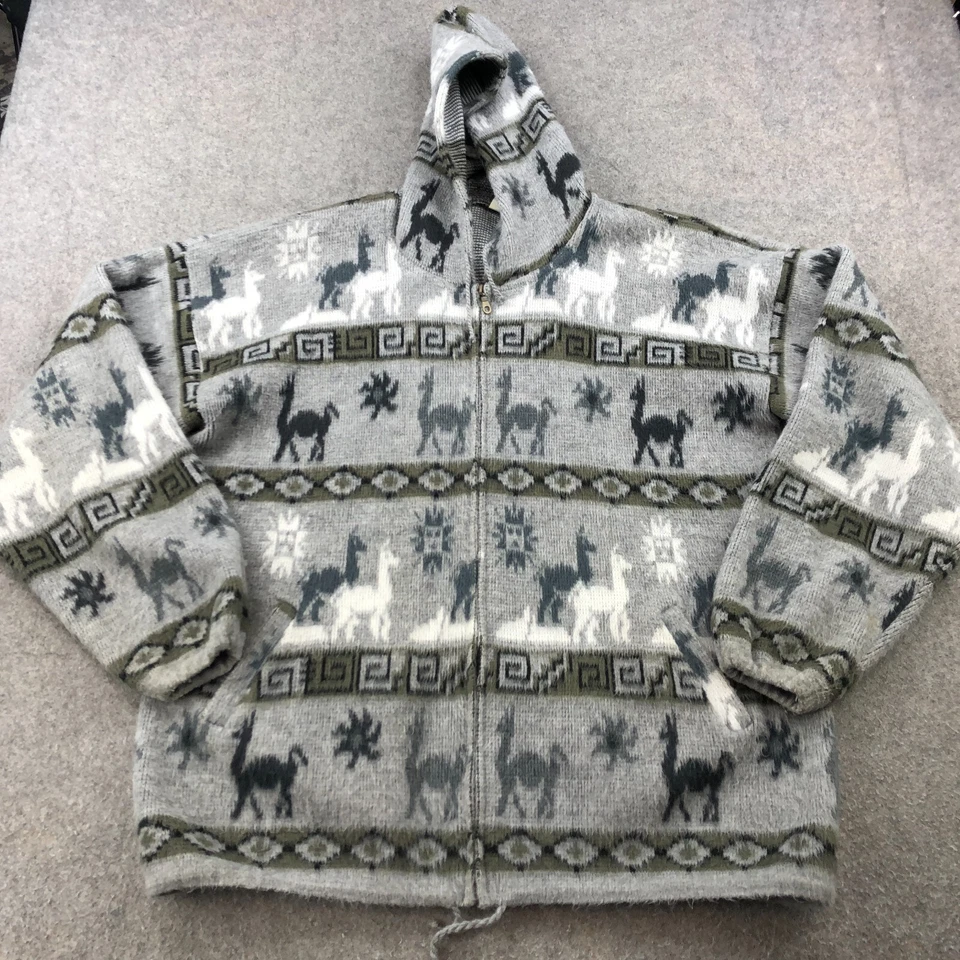 Suéter Vintage Ecuador Adulto XL Gris Suroeste Geométrico Azteca Cremallera Foto 1 de 4