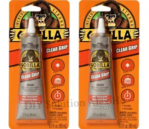 Gorilla Clear Grip Crystal Clear Water Proof Adhesive PERMANENT BOND 2 x 88ml - Picture 1 of 3