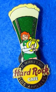 LOS ANGELES ST PATRICK GREEN GUINNESS BEER PINT LYRE HARP GAL Hard Rock Cafe PIN - Picture 1 of 1