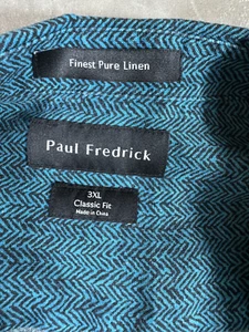 Paul Fredrick Shirt Adult 3XL Print Classic Fit Finest Pure Linen Button Up Mens - Picture 1 of 6