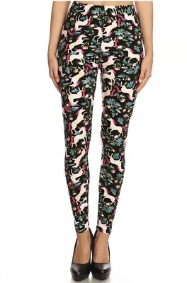 Leggings Unicornio Floral Múltiples Colores Suaves Muerte - Talla Única (OS) Talla 2-12 Foto 1 de 3