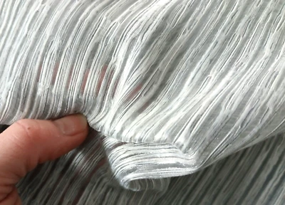 Beautiful Silver Self-Striping Fabric - 56" wide x 1 yd+25" -Rayon? Self-Draping - Image 1 of 4