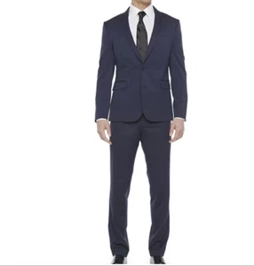 J. Ferrar Herren Anzug Slim Fit Navy Blau 2 Teiler 40R 34W Spitzes Revers 2 Knopf - Bild 1 von 1