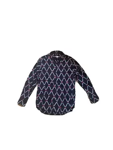 VTG Moschino Jeans Mens S Long Sleeve Button Front Shirt Hearts prints - Picture 1 of 7