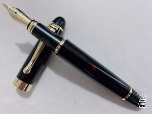 Jinhao X450 Black with Firework Fountain Pen 0.7mm Broad Nib 18KGP Golden Trim