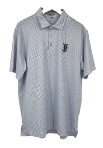Peter Millar Summer Comfort Polo Shirt Large White Blue Boat Anchors Royal Troon - Picture 1 of 10