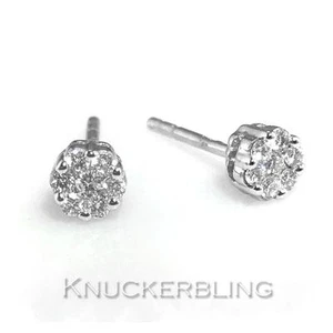 Diamond Stud Earrings: 1.00ct F VS Round Brilliant Cut in 18ct White Gold - Picture 1 of 1