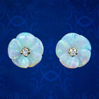 Opal Diamond Flower Stud Earrings 9Ct Gold