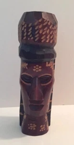 Tiki Statue Figure Wood Carved 9" Tall Tiki Signed Jamaica - Picture 1 of 8