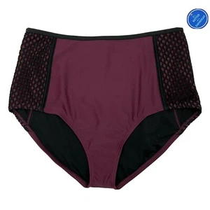 Badeanzüge For All Madame High Waist Badeslip 18 Netzseiten Burgund Schwarz NEU - Bild 1 von 11