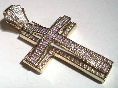 Para hombres Acabado Dorado Cruz de Piedra Moda Religiosa Elegante Informal Hip Hop Dije Foto 1 de 4