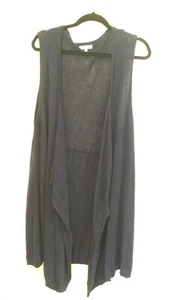 BLUE ILLUSION NAVY LINEN/COTTON BLEND, KNIT VEST/ SLEEVELESS CARDIGAN, SIZE 2L - Picture 1 of 4