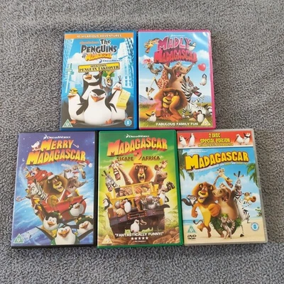 Dreamworks Madagascar/Penguins Dvds 2 Escape Africa Merry Madly 6 Discs Set Gift - Image 1 of 4