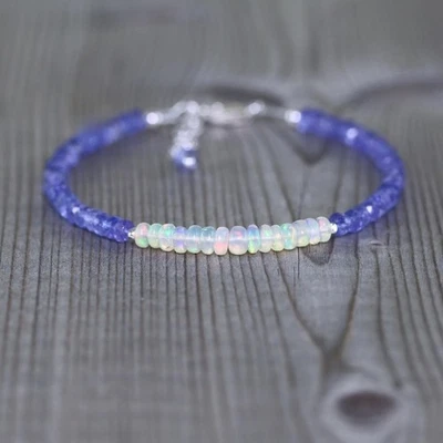 Pulsera de cuentas de piedras preciosas rondelle facetadas de ópalo de fuego natural de 3-4 mm 6-8" Foto 1 de 4