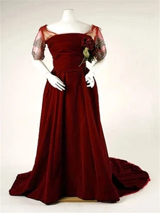 1900s Historical Victorian Red Vintage Bustle Duchess Wedding Dress Civil War - Picture 1 of 5