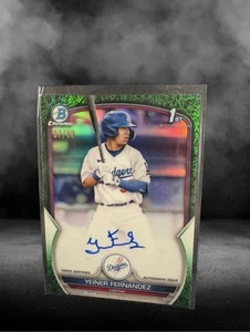 2023 Bowman Chrome Autographs Refractor Green Grass Yeiner Fernandez Auto 87/99 - Picture 1 of 1