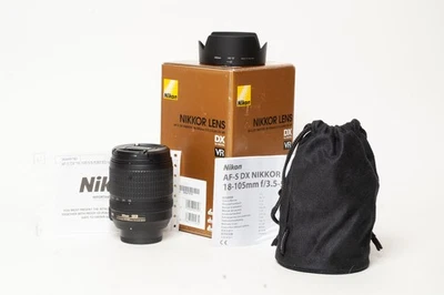 Caixa de lentes Nikon AF-S DX Nikkor 18-105mm f/3.5-5.6G ED VR em perfeito estado extras– AFS testado - Imagem 1 de 4