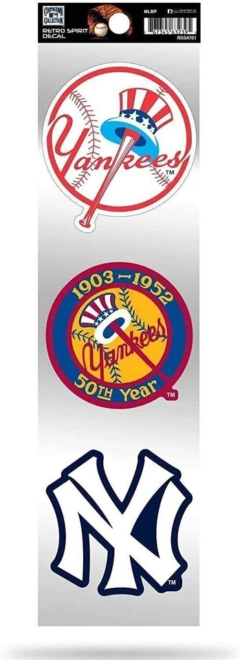 New York Yankees Triple Retro Throwback Spirit Decals Flat Vinyl Auto Home... - Image 1 of 1