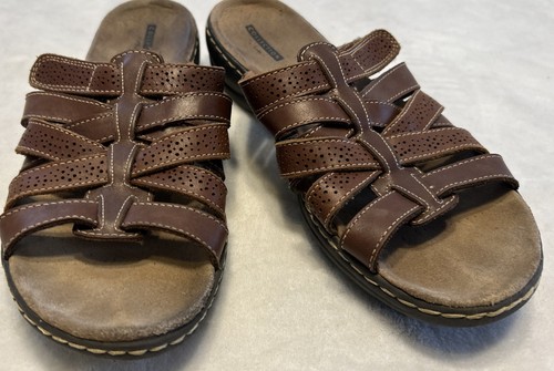 Sandali donna Clarks Collection taglia 10 M marroni Leisa Faye gancio passante pelle