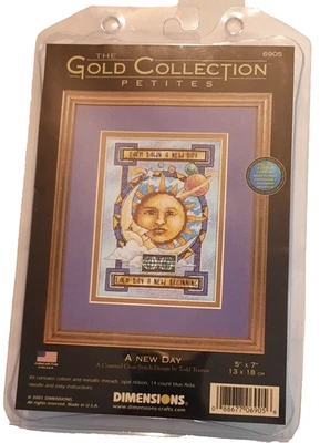 Dimensions Gold Collection Cross Stitch Kit A New Day Celestial Sun Moon 5x7 - Image 1 of 4