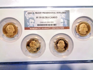 Presidential PF-70 Ultra Cameo 2007-S Proof Dollars (4-Coin Set) - NGC Graded - Picture 1 of 10