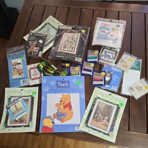 Large 24 Piece Vintage Cross Stitch Lot- New Old Stock - - Picture 1 of 9