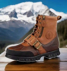 Polo Ralph Lauren Andres III Premium Leder Winter Ente Schnalle Stiefel Herren 11 - Bild 1 von 11