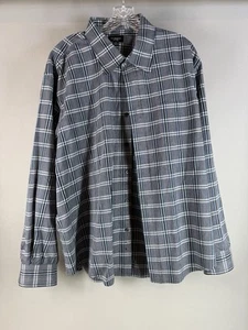 Camisa de vestir de manga larga a cuadros azul/gris Haggar para hombre, talla XXL - Imagen 1 de 12