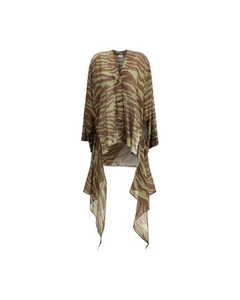 The Attico Zebra Print Asymmetrical Silk Shirt Women Brown Dresses - Picture 1 of 4