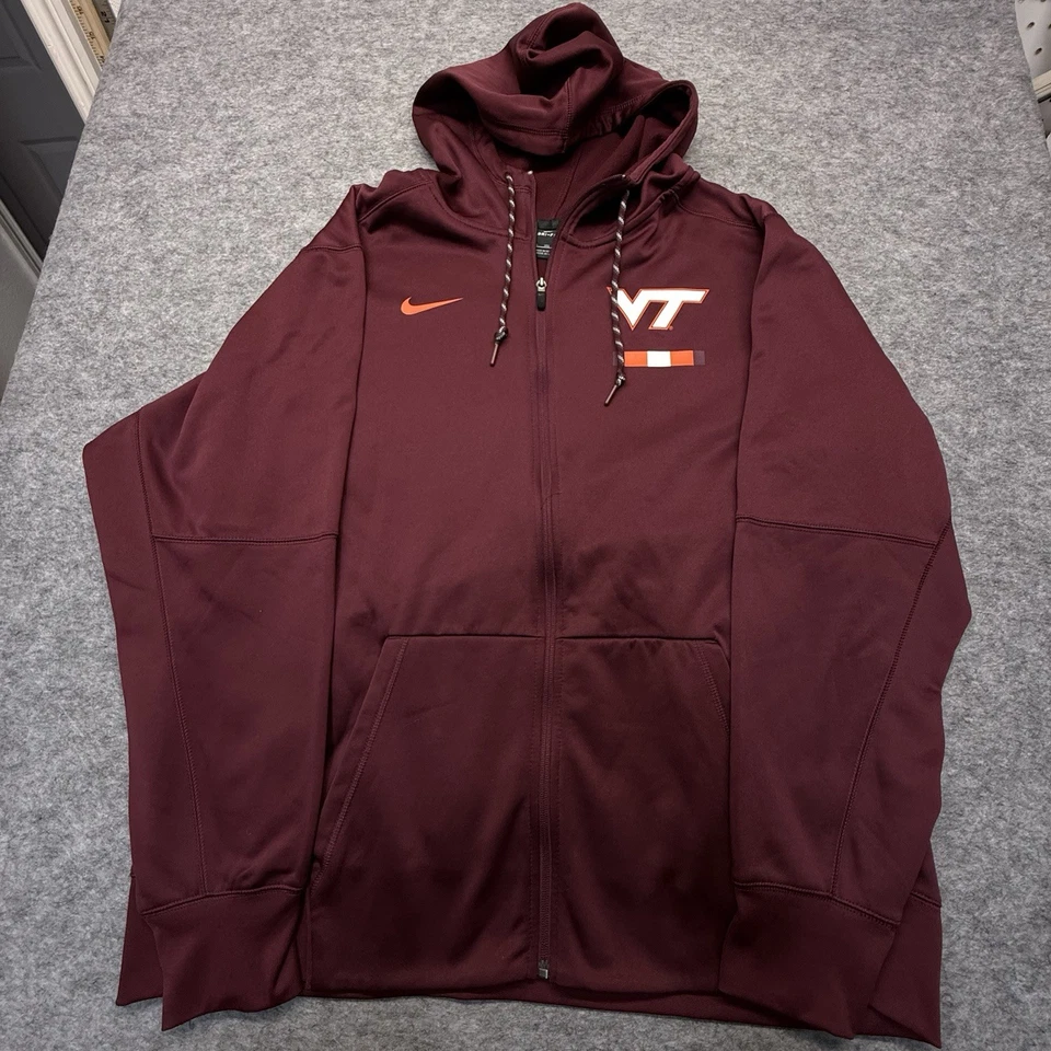 Nike Dri-Fit Virginia Tech Hokies Hoodie Men’s 3XL Maroon Full Zip NCAA - Image 1 of 4