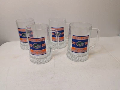 Set of 4 Florida Gators 1996 National Championship Clear Glass Beer Stein Mug - Image 1 of 4