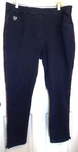 Neu ohne Etikett dunkelblaue QUACKER FACTORY DREAM JEANS mit rotem Besatz & Strasssteinen - XL - Bild 1 von 3