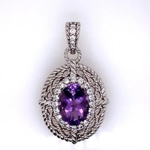 Judith Ripka Amethyst CZ Sterling Silver Pendant (DG7145212) - Picture 1 of 4